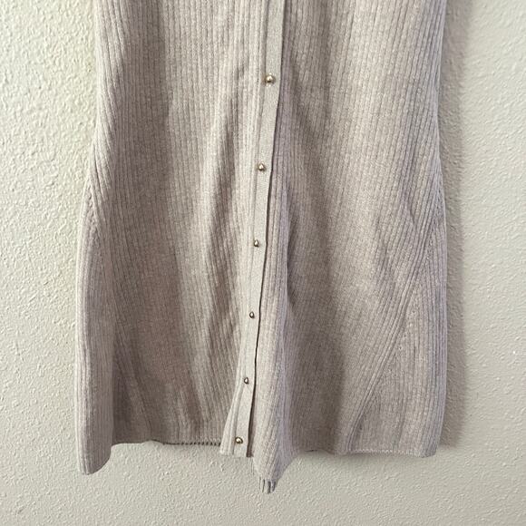 ba&sh Kao Rib A-line sweater mini dress in Beige - Picture 8 of 10